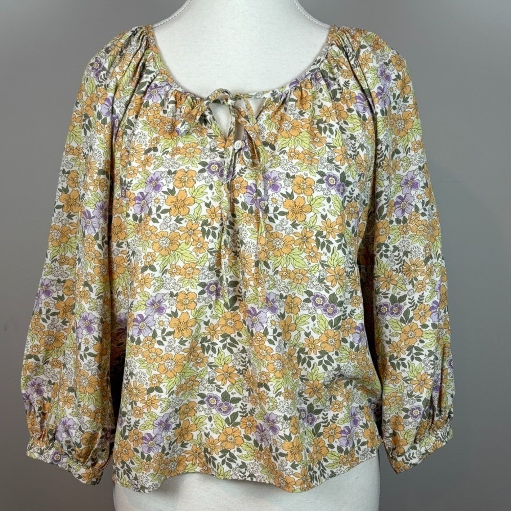 Hyacinth House Tuckernuck Flower Power Maisie Tie Blouse Womens SM Cottagecore